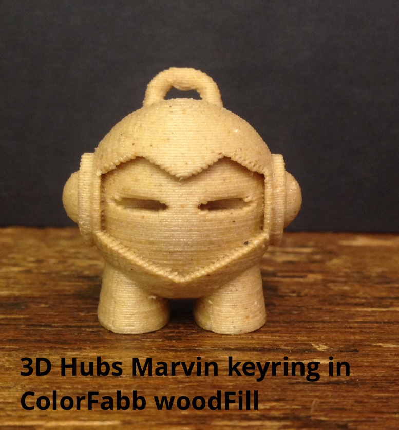 3D Hubs Marvin keyring printed in ColorFabb woodFill